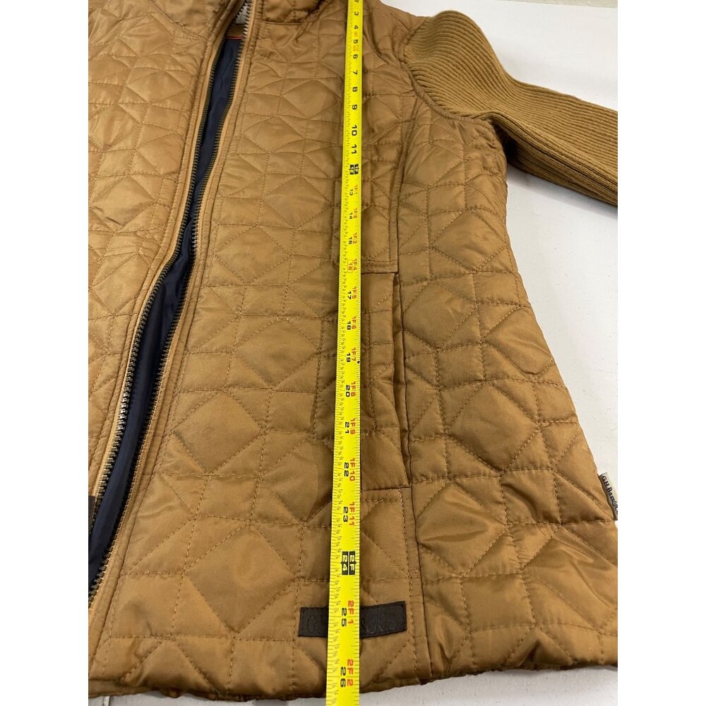 G.H. Bass & Co. Women’s Quilted Jacket Size L Brown Ribbed Sleeves Zip Up - Picture 14 of 16